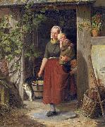 Adolph Heinrich Richter A young wine grower and her children oil painting artist